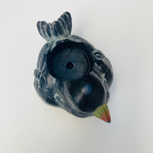 Sweet Bird Candle Holder Smiling Blackbird Cute Vintage Home Decor 4”  Adorable - Picture 4 of 8